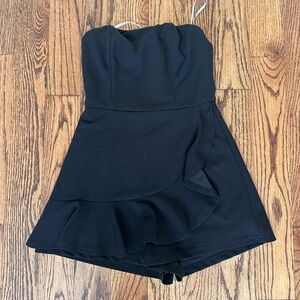 Lulu's Black Strapless Ruffle Romper
